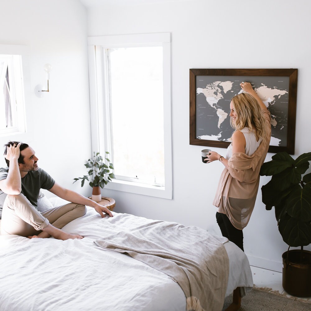 Carte Du Monde Push Pin Wall Art Travel Custom Gift Couples Cadeaux