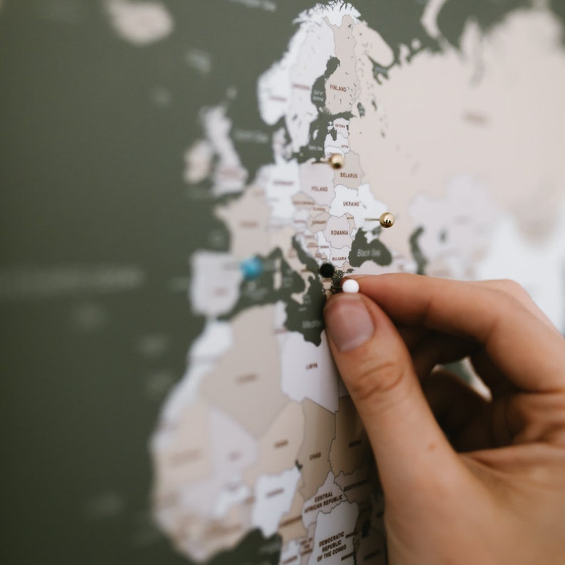 Wall Art World Map Push Pin New Home Gift House Gift Push Etsy