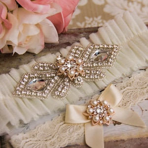Ensemble de jarretière de mariée en Tulle Ivoire mariage jarretière, Jarretière de mariée en or Rose, Or Rose, ensemble de jarretière de mariée en Tulle, ceinture de jarretière de mariée Ivoire