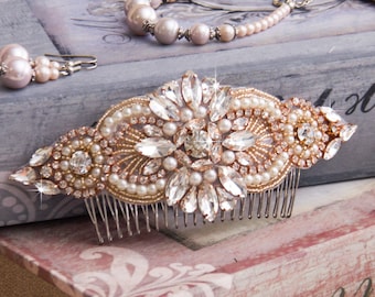 Rose Gold Wedding Hair Comb, Bridal Hair comb, Bridal Hair Accessories, Crystal Hair Comb, Rhinestone Hair Comb, Bridal Head Piece