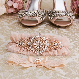 Blush Wedding Garter Set Rose Gold Wedding garter Blush Bridal Garter Set Blush Tulle Garter Tulle Wedding Garter Belt Bridal Shower Gift