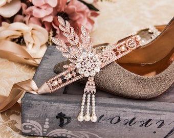 Große Gatsby Stirnband Flapper Stirnband große Gatsby Kopfschmuck Braut Stirnband Hochzeit Kopfschmuck Silber Gatsby Schmuck