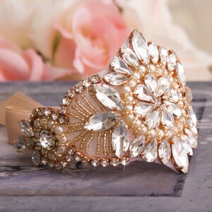 Rose Gold Hochzeit Armband, Braut Armreif, Strass Crystal Armreif, Jeweled Manschette Armband, Crystal Brautjungfer