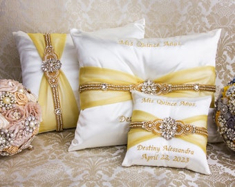 Gold Quinceanera Pillows, Mis 15 Anos Shoe Pillow