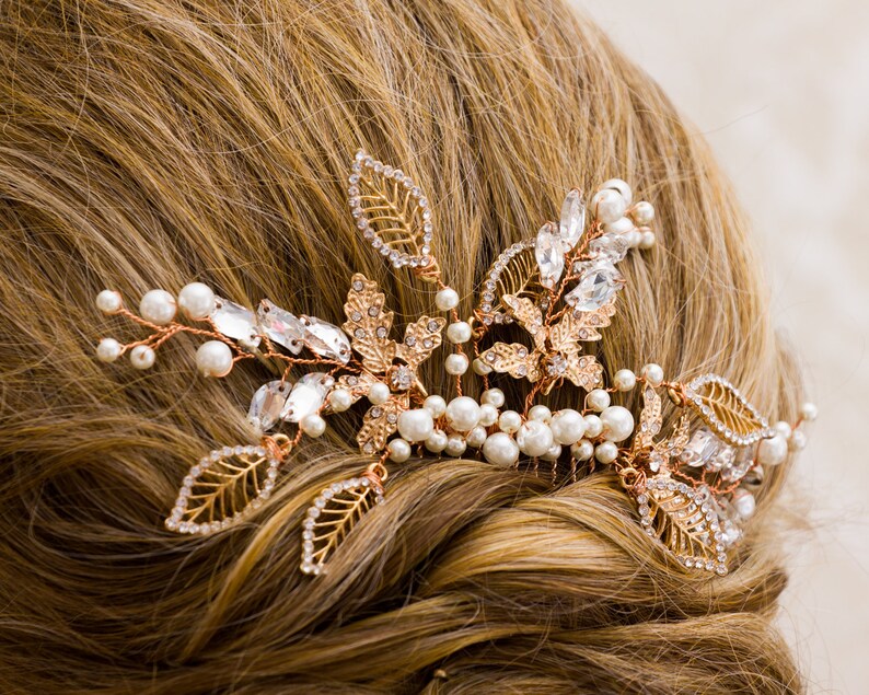 Rose Gold Bridal Hair Accessories Wedding Hair Accessories Etsy