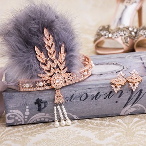 Great Gatsby Headband Art Deco Feather Headband 1820s Wedding Accessories