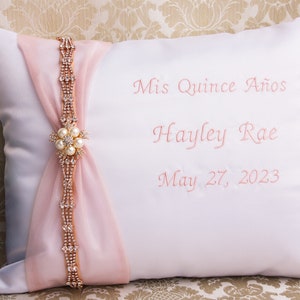 Rose Gold Pillows for Quinceanera Party, Mis 15 Anos Shoe Pillow, Mis Quince Anos, Sweet 16 Kneeling Pillow, Tiara