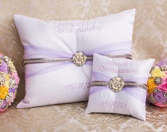 Silver Lavender Pillows for Quinceanera Party, Mis 15 Anos Shoe Pillow, Accesorios de Quince Anos, Sweet 16 Kneeling Pillow