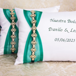Wedding Pillows, Emerald Green Kneeling Pillows for Wedding Ceremony