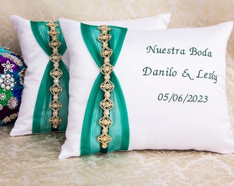 Wedding Pillows, Emerald Green Kneeling Pillows for Wedding Ceremony