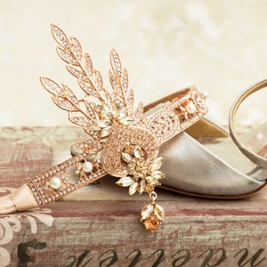 Rose Gold Great Gatsby Headband, Art Deco Headpiece, 1920s Jewelry, Rhinestone Headband, Wedding Headpiece