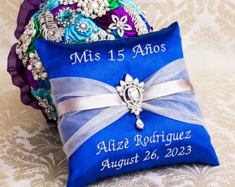 Royal Blue Pillows for Quinceanera Party, Mis 15 Anos Shoe Pillow, Accesorios de Quince Anos, Sweet 16 Kneeling Pillow