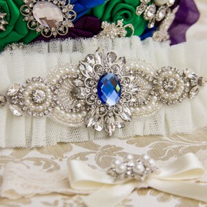 Ivory Tulle Wedding Garter Set Blue Bridal Garter Set Something Blue Garter Bridal Shower Gift Bridal Accessories
