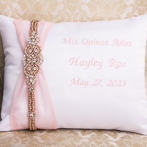 Rose Gold Pillows for Quinceanera Party, Mis 15 Anos Shoe Pillow, Accesorios de Quince Anos, Sweet 16 Kneeling Pillow image 1