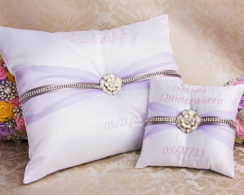 Silver Lavender Pillows for Quinceanera Party, Mis 15 Anos Shoe Pillow, Accesorios de Quince Anos, Sweet 16 Kneeling Pillow image 10