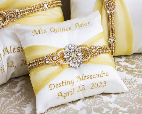Gold Quinceanera Pillows, Mis 15 Anos Shoe Pillow