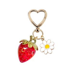 Personalized Strawberry Bag Charm for purse backpack Keychain Suitcase Zippers | Personalize with Initial and/or Year, Coquette style trend