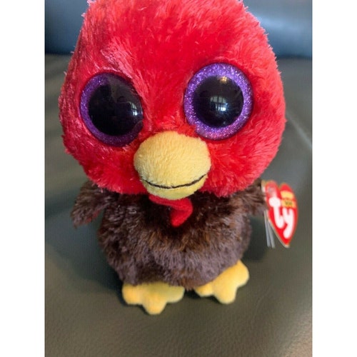 TY Gobbles Turkey Beanie Boo. Purple Eyes. 6"  Birthday Nov. 28th