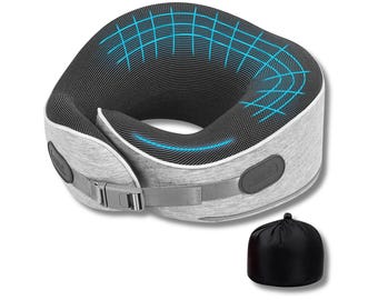 Travel Neck Pillow Memory Foam U-Shaped Pillow  with Carry Bag  Adjustable Support, Airplane Car Train Office