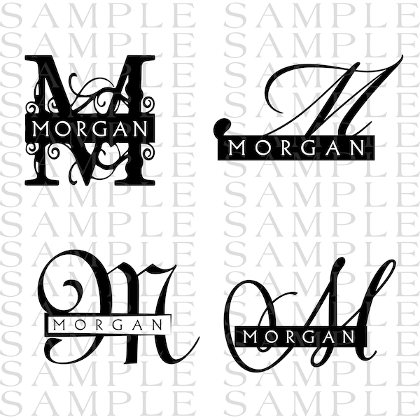 Monogram Last name logo pack and font SVG Cut Outs for Cricut