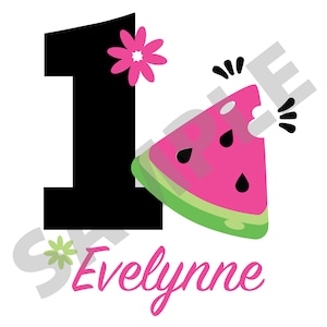 Personalized name, birthday year old watermelon shirt design for SVG cut outs for Cricut