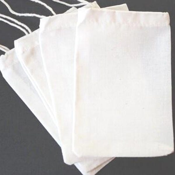 10 Organic Cotton Muslin Favor Bags: Reusable Packaging, Dust Cover 7 Sizes