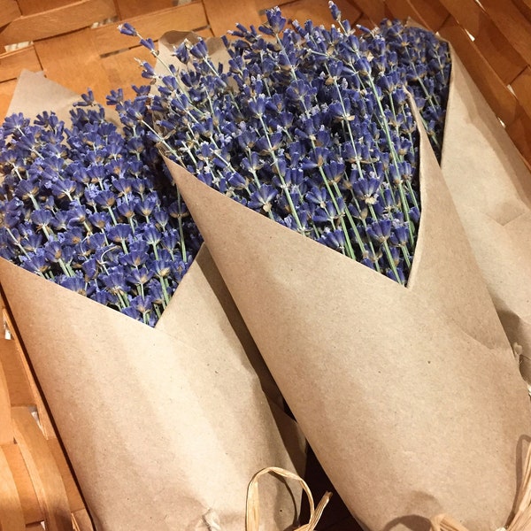 Dried English LAVENDER BUNDLE BUNCH BOUQUeT Organic Wedding Home Decor 200+ Stems Deep Purple Color True Lavender