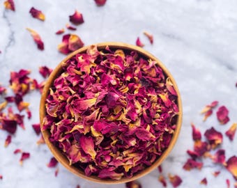 Organic Culinary Rose Petals: Bulk Red Rose Tea, Syrup Water Skincare Gulkand
