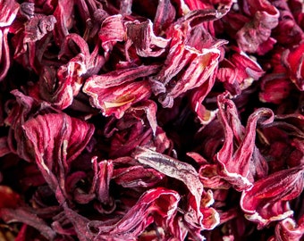 Organic HIBISCUS FLOWER WHOLE Dry Bulk Red Sorell Tea Roselle Zobo drink Hibisco Natural Immune Boost Herb Rose Mallow 2oz 4oz 8oz 12oz 1lb