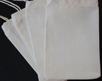 100 3"x4" 3"x5" Organic Cotton Muslin Bag Wedding Favor Bag Biodegradable Ecofriendly Packaging Drawstring Culinary Reuseable Unbleach Herb