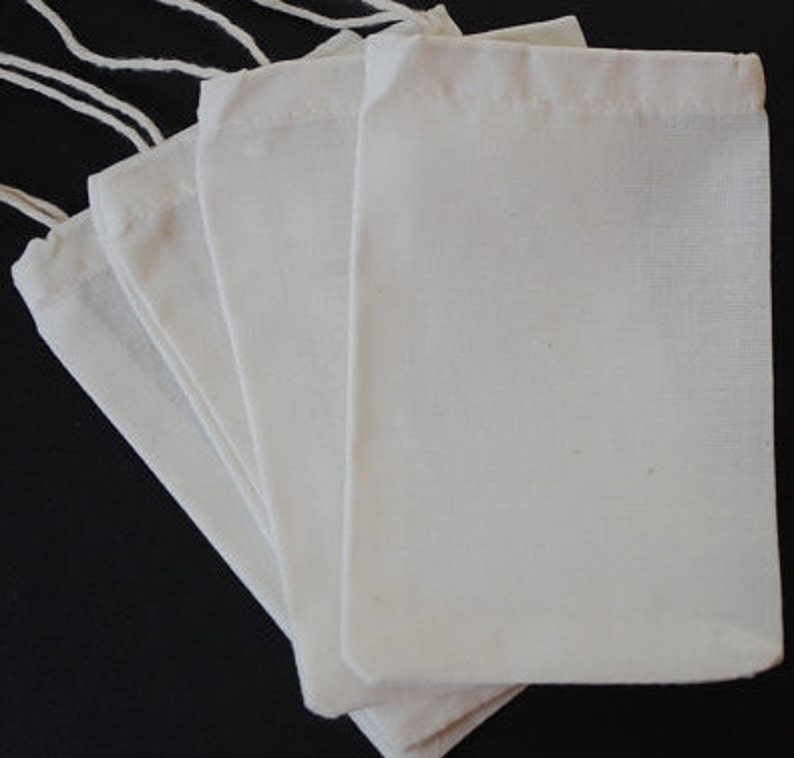 10 100 Pack Cotton Muslin Drawstring Bags Soap Herbs Tea Reusable Packing Bath