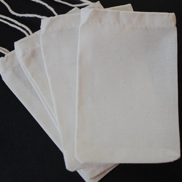 10 Organic MUSLIN BAG Cotton Bulk Reusable Biodegradable Ecofriendly Packaging Plain Compostable 3"x4" 4"x6" 2"x3" 3"x5" 5"x7" 6"x8" 9"x12"