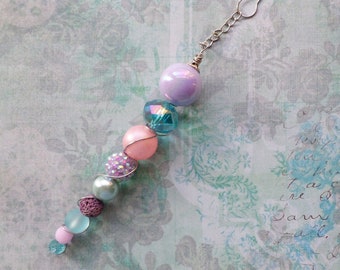 Beaded Icicle Pink & Blue Junk Journal Dangle - Beadsicle Embellishment - Planner Dangle - Journal Embellishment - Purse Charm