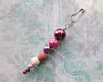 Magenta Beaded Junk Journal Dangle - Purple Beadsicle Embellishment - Beaded Planner Dangle - Journal Embellishment - Purse Charm