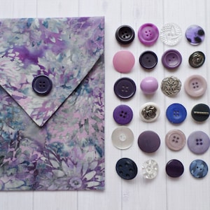 Purple Batik Tarot BAG with Your Choice Vintage Button