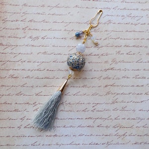 Blue Beaded Junk Journal Dangle: Boho Planner Charm