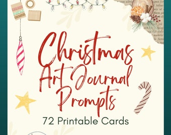 Promptkaarten kerstkunstdagboek: 72 afdrukbare ontwerpen (digitaal item)