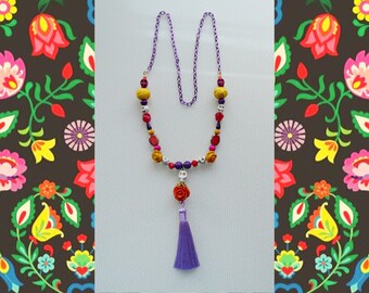 Day of the Dead Necklace Dia de los Muertos Jewelry - Skulls and Roses - Flower Jewelry