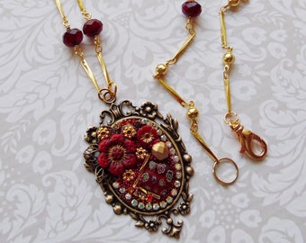 Fancy Red Mosaic Pendant Necklace