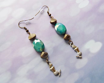 Mermaid Earrings with Bronze Shells