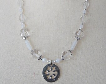 Snowflake Necklace with White Beading Wire