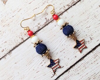 Pendientes de América - EE. UU. 250 - Joyería roja, blanca y azul