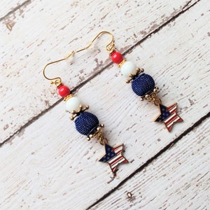Red, White, Blue Star Earrings - 4th of July Earrings - Americana Jewelry - Independence Day Patriotic USA Earrings