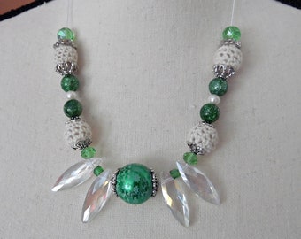 Sweater Weather Snowflake Necklace for Winter or Christmas with Crocheted Beads