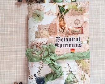 Herbal Magic Junk Journal - Herb Witch Botanical Journal - Handmade Journal Includes 2 Bookmarks, Paperclip Dangle, Tag, Ephemera+ More