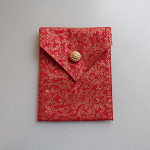 Red and Gold Tarot Bag with Your Choice of Vintage Button