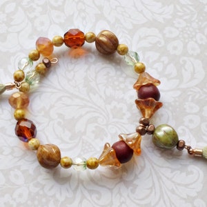 Fall Bracelet with Autumn Color Beads and Tassel
