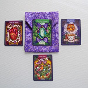 Purple Tarot Bag with Vintage Button - Your Choice of Liner Color and Button - Golden Thread Pattern