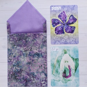 Purple Batik Tarot BAG with Your Choice Vintage Button image 3