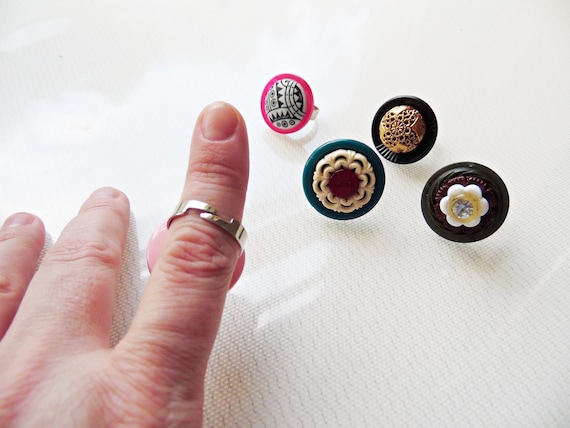 Vintage button sales rings